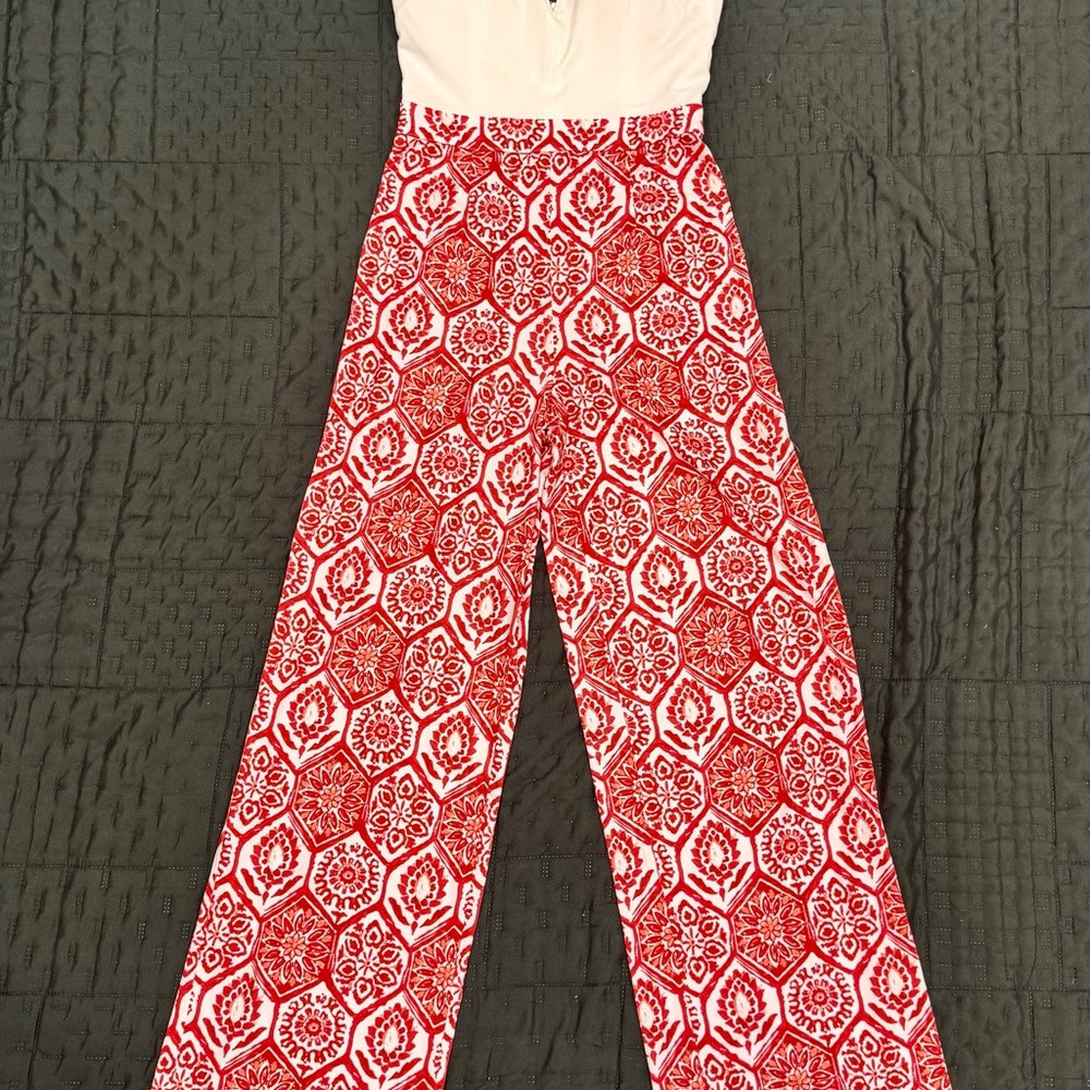 Nikibiki Red and White Patterned Jumpsuit